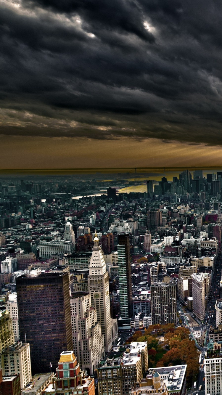 Обои городской пейзаж, город, городской район, небо, ночь в разрешении 750x1334