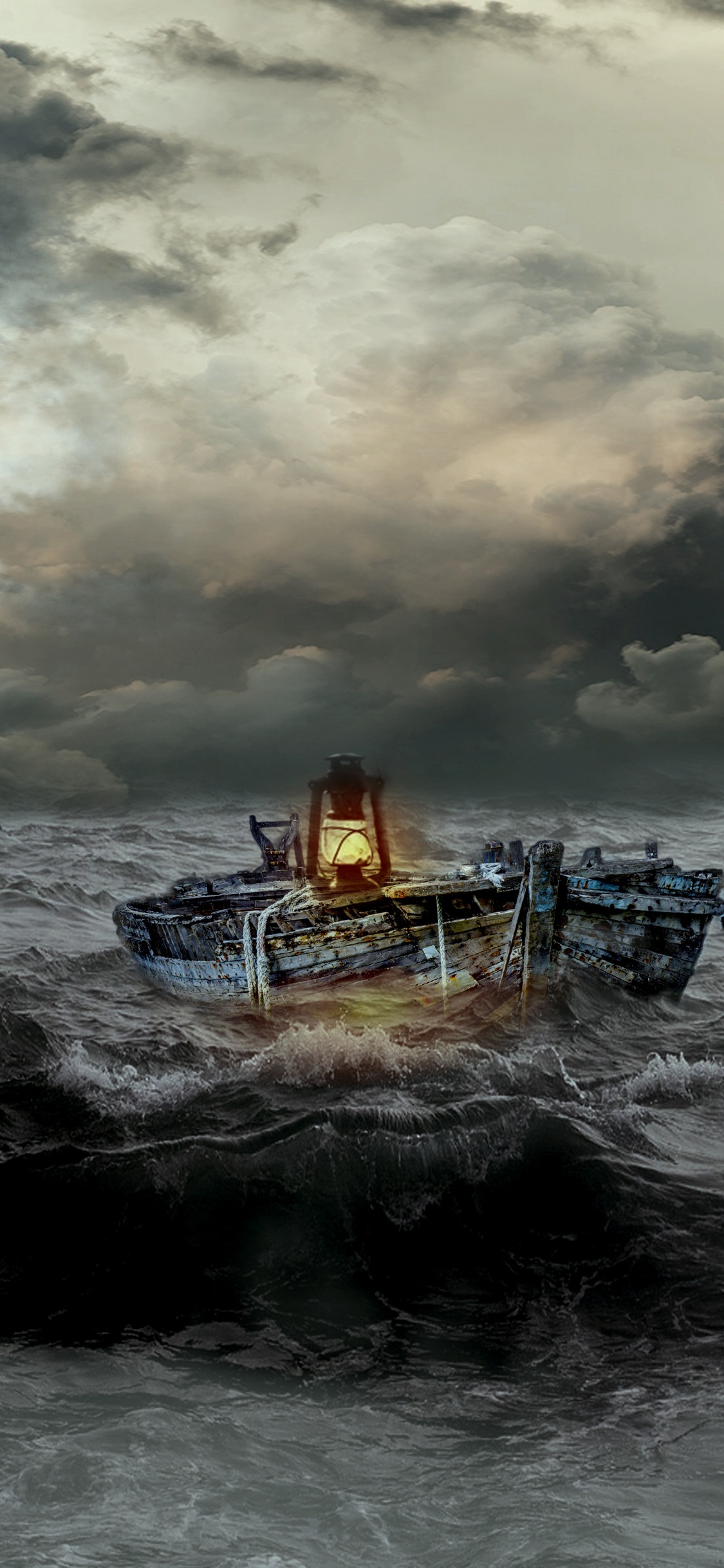 Обои буря, ветровая волна, море, ветер, волна в разрешении 1125x2436