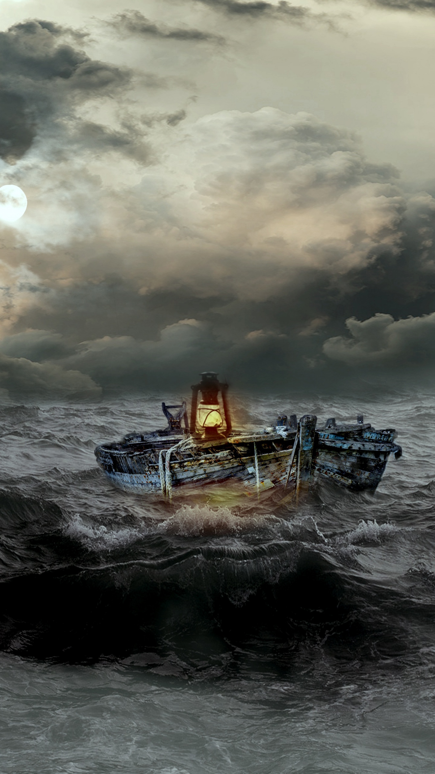 Обои буря, ветровая волна, море, ветер, волна в разрешении 1440x2560