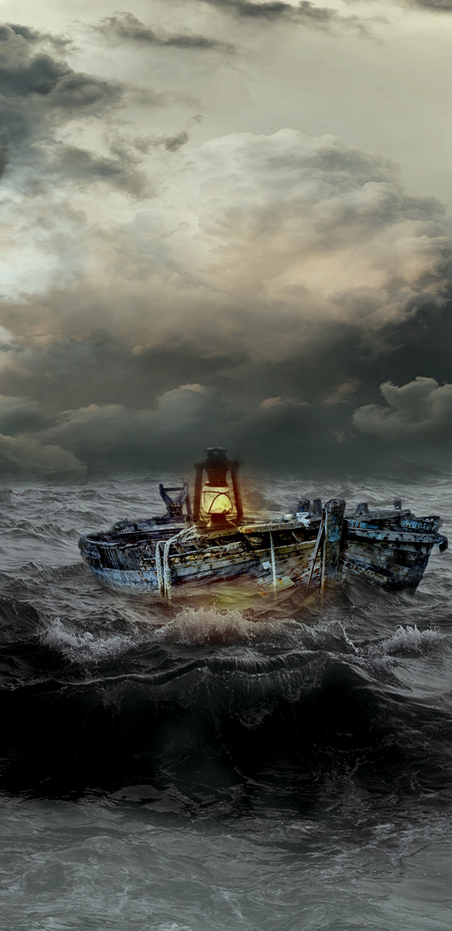 Обои буря, ветровая волна, море, ветер, волна в разрешении 1440x2960