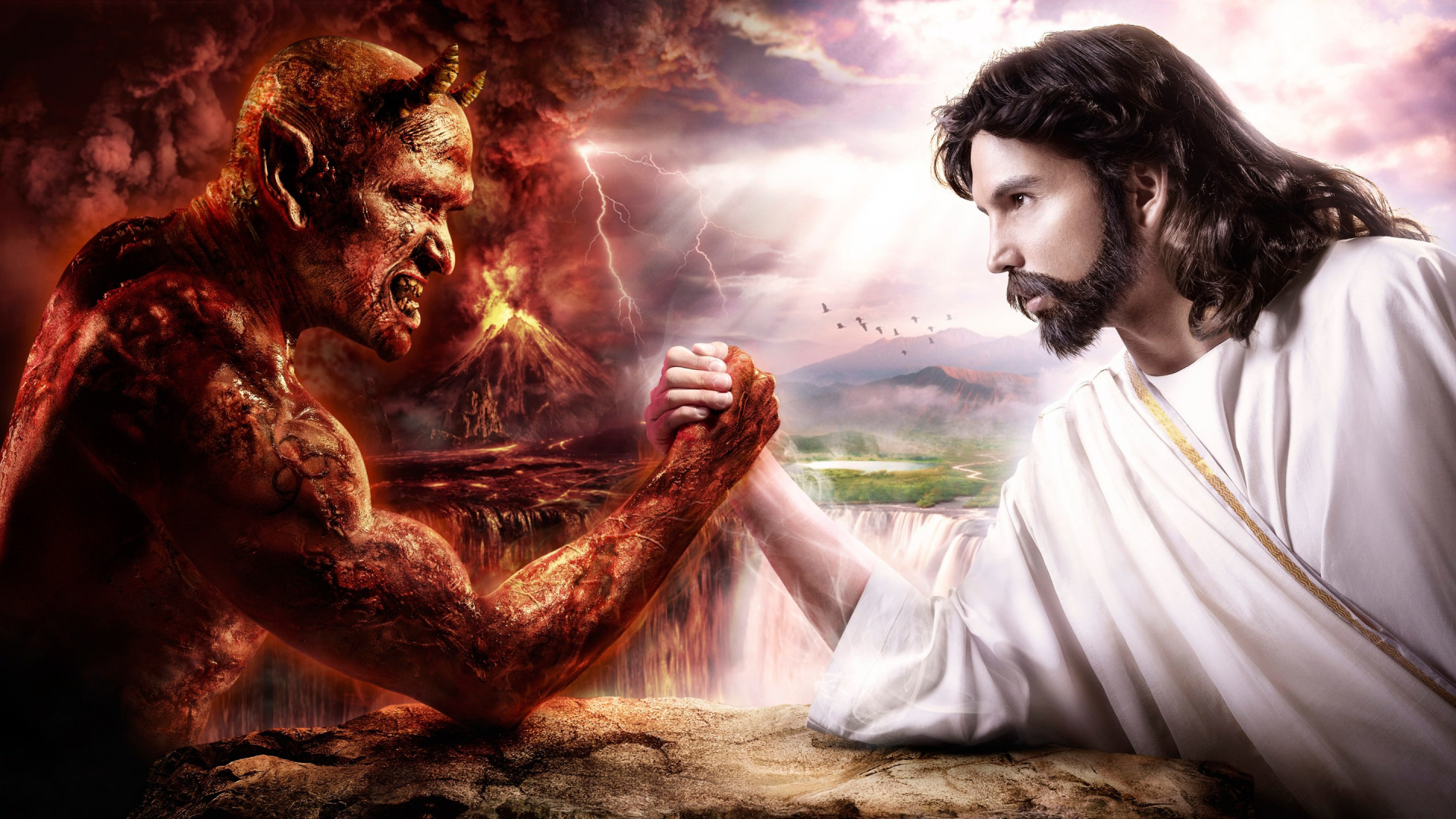Обои человек, мифология, зло, христианство, Иисус в разрешении 1920x1080