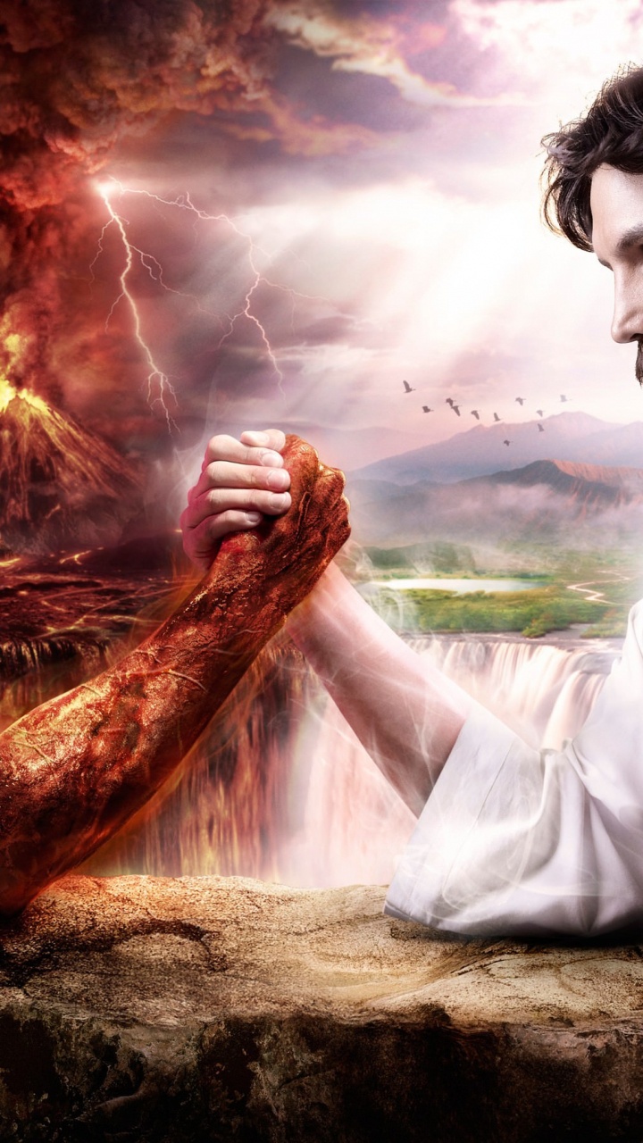 Обои человек, мифология, зло, христианство, Иисус в разрешении 720x1280