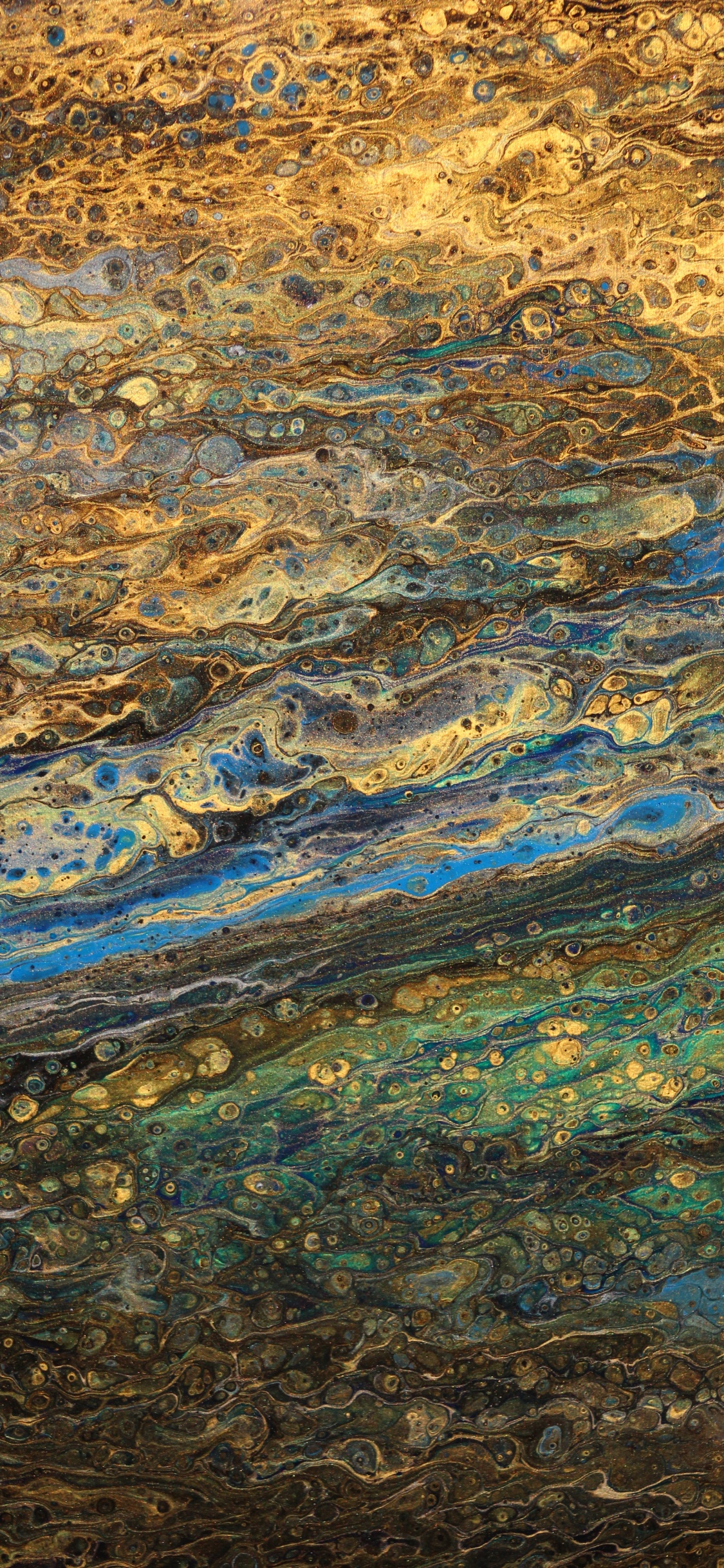 Обои узор, живопись, желтый, геология, отражение в разрешении 1125x2436