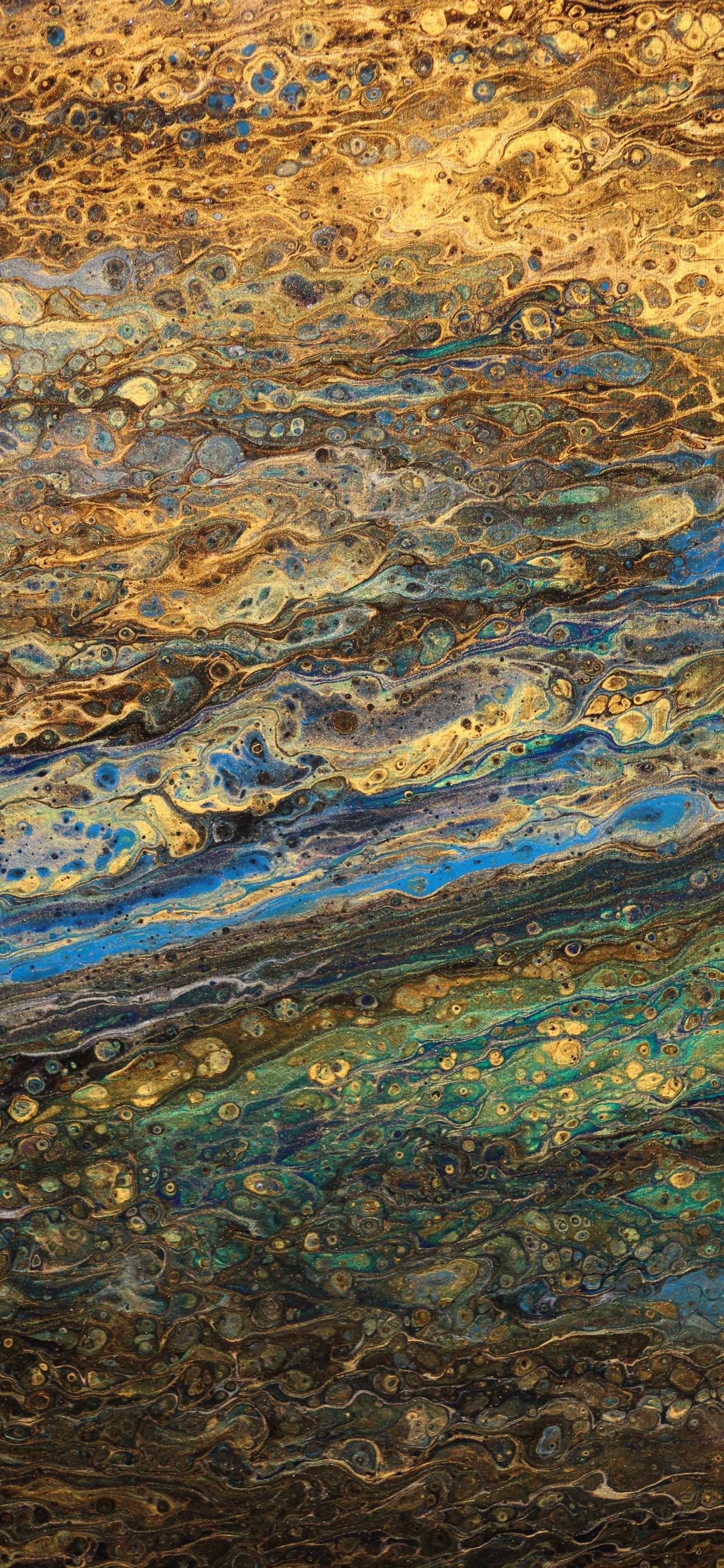 Обои узор, живопись, желтый, геология, отражение в разрешении 1242x2688