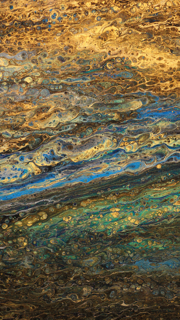 Обои узор, живопись, желтый, геология, отражение в разрешении 750x1334