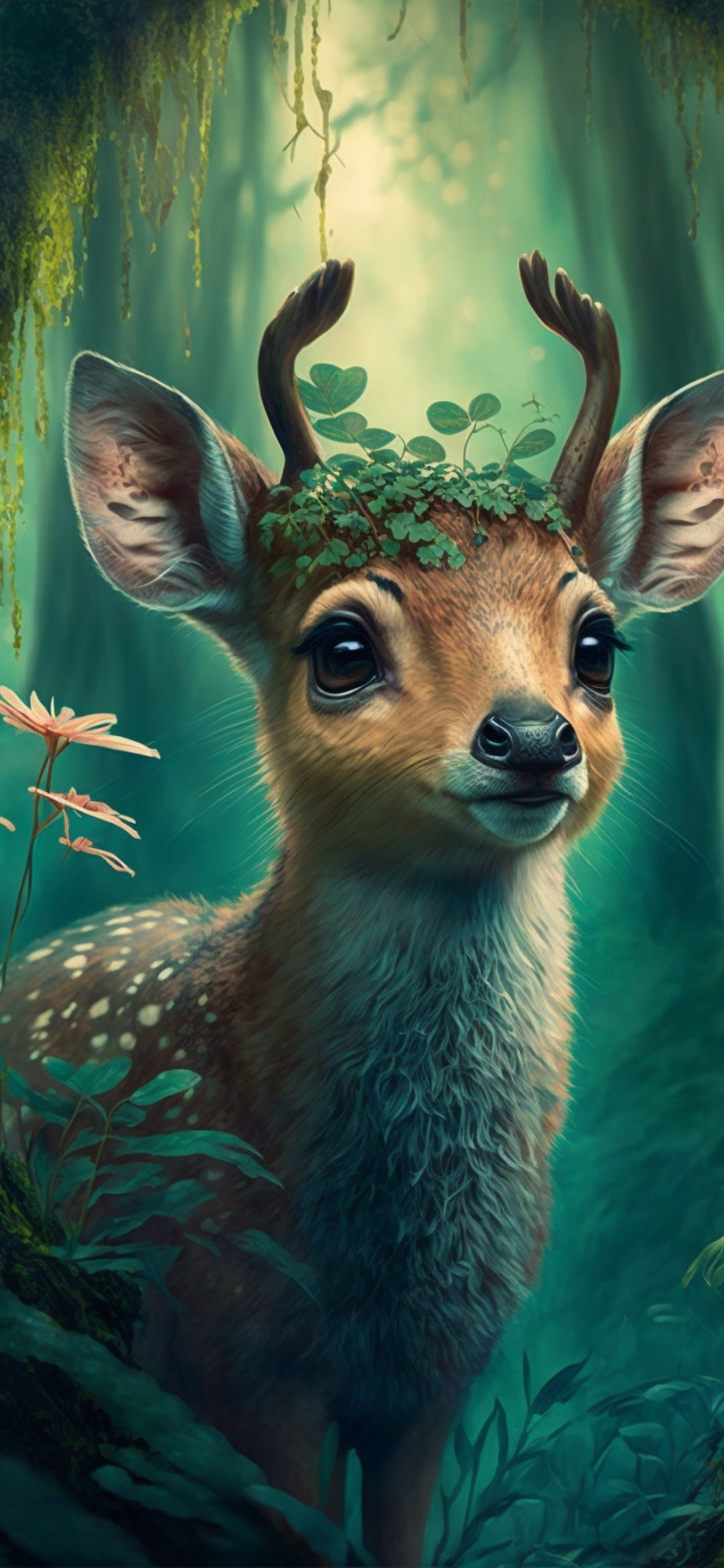 Обои лось, белохвостый олень, олень, визуальное искусство, природа в разрешении 1242x2688