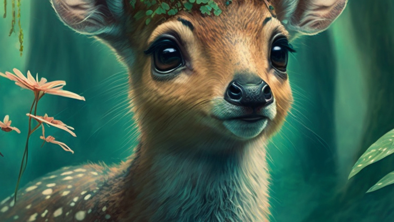 Обои лось, белохвостый олень, олень, визуальное искусство, природа в разрешении 1280x720