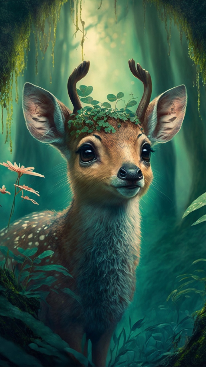 Обои лось, белохвостый олень, олень, визуальное искусство, природа в разрешении 720x1280