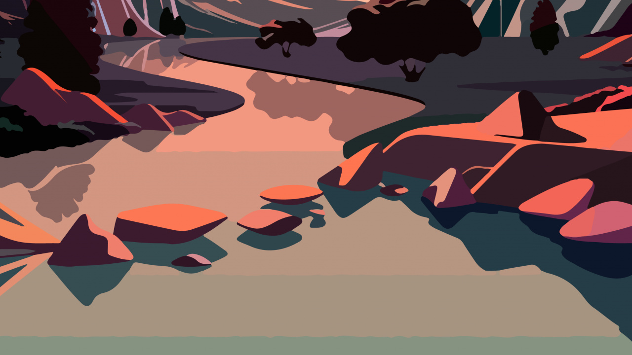 Обои ios, яблоко, iOS 14, арт, геология в разрешении 1280x720