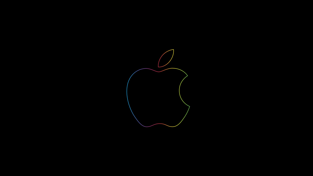 Обои apple, графика, черный, фрукты, растение в разрешении 1280x720