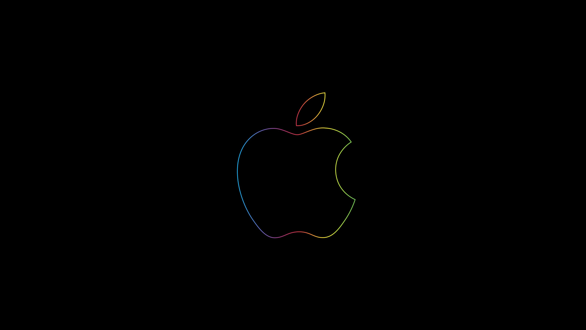 Обои apple, графика, черный, фрукты, растение в разрешении 1920x1080