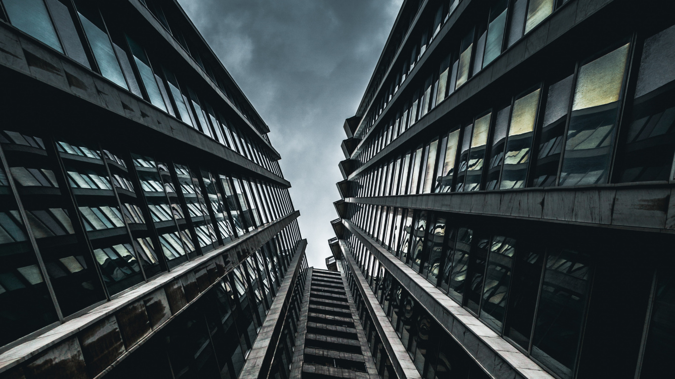 Обои здание, архитектура, черный, белые, монохромный в разрешении 1366x768