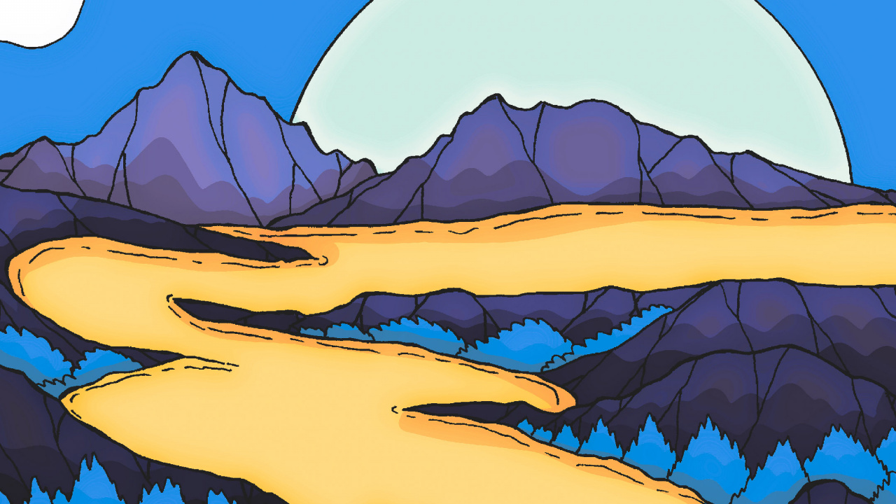 Обои мультфильм, рисование, пейзаж, арт, иллюстрация в разрешении 1280x720