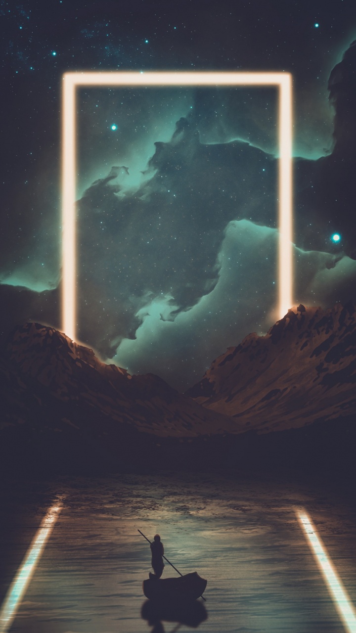 Обои Аврора, полночь, Природа М, небо, атмосфера в разрешении 720x1280