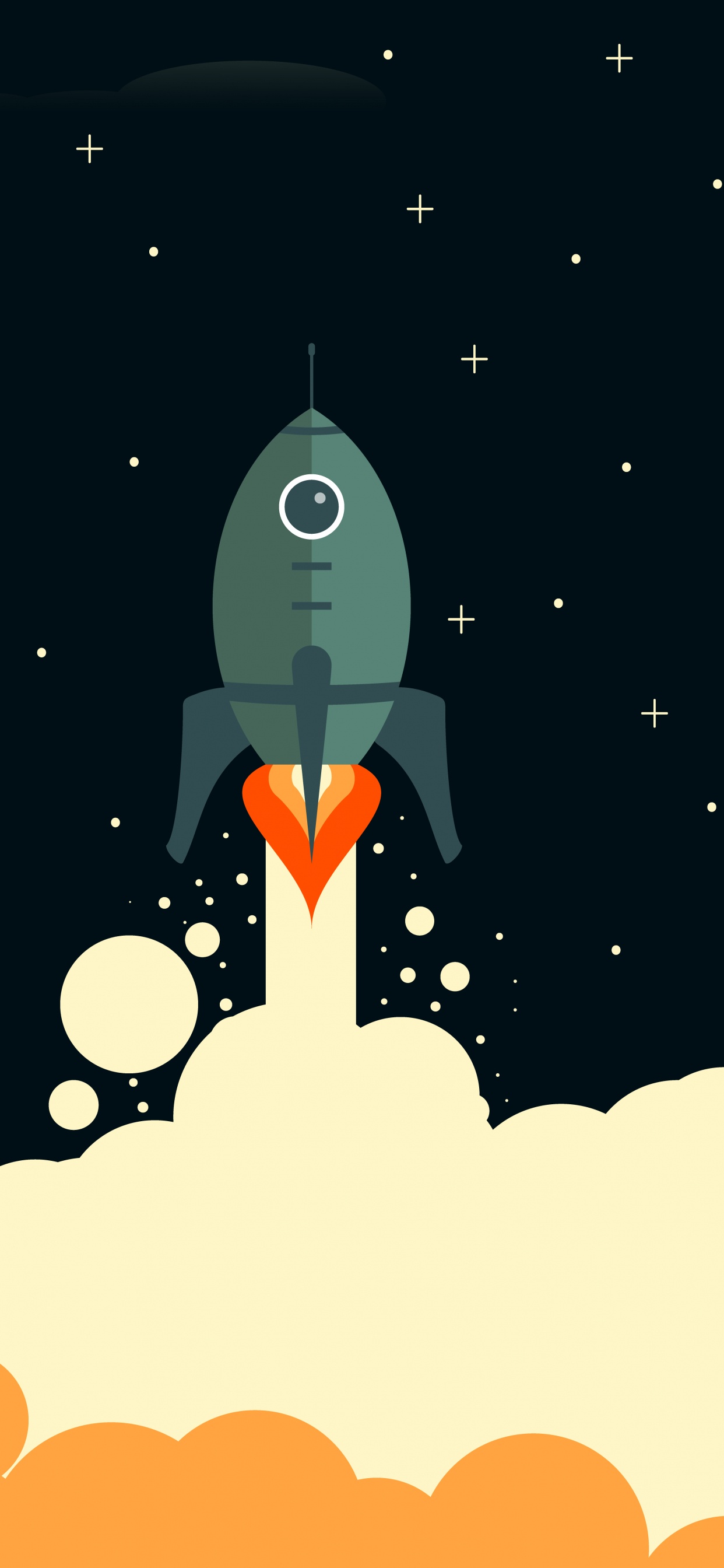 Обои иллюстрация, ракета, космическое пространство, пространство искусства, космический аппарат в разрешении 1242x2688