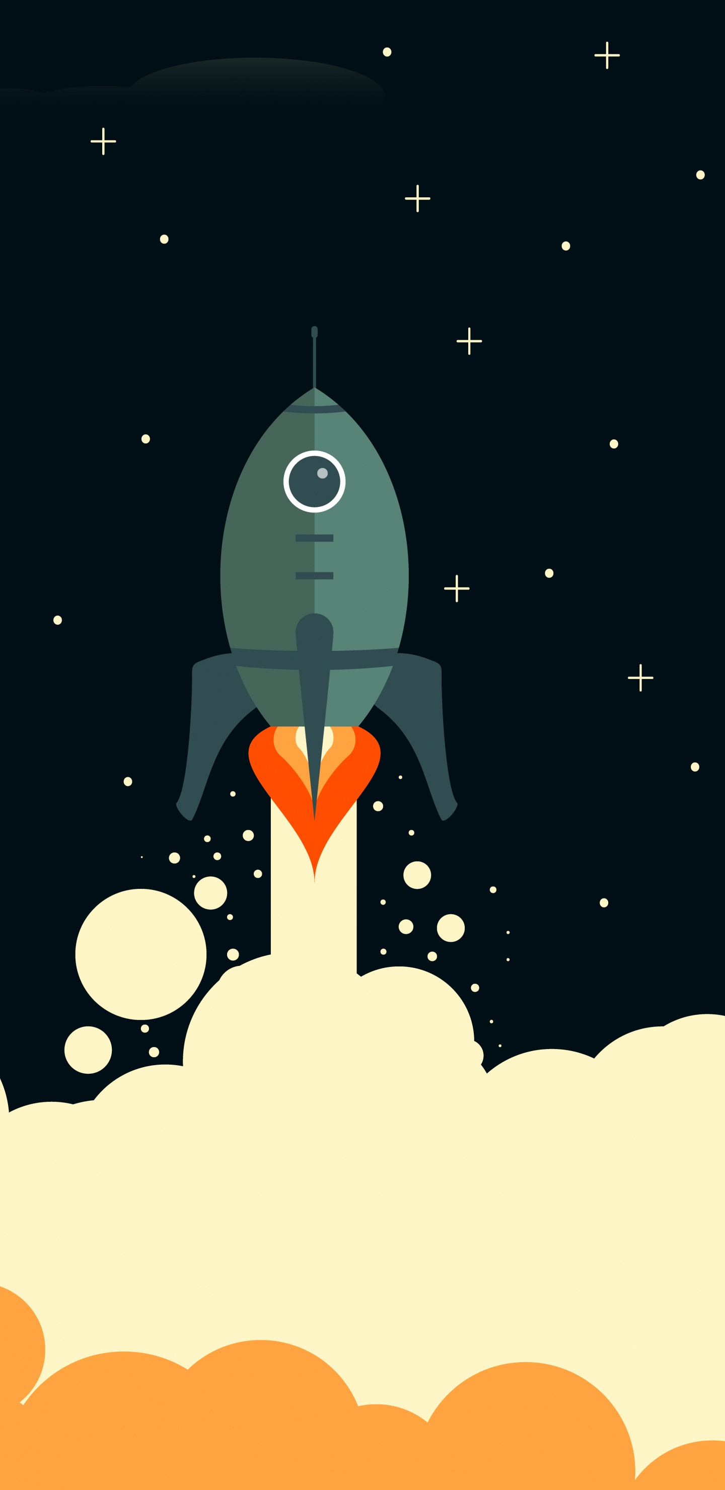 Обои иллюстрация, ракета, космическое пространство, пространство искусства, космический аппарат в разрешении 1440x2960