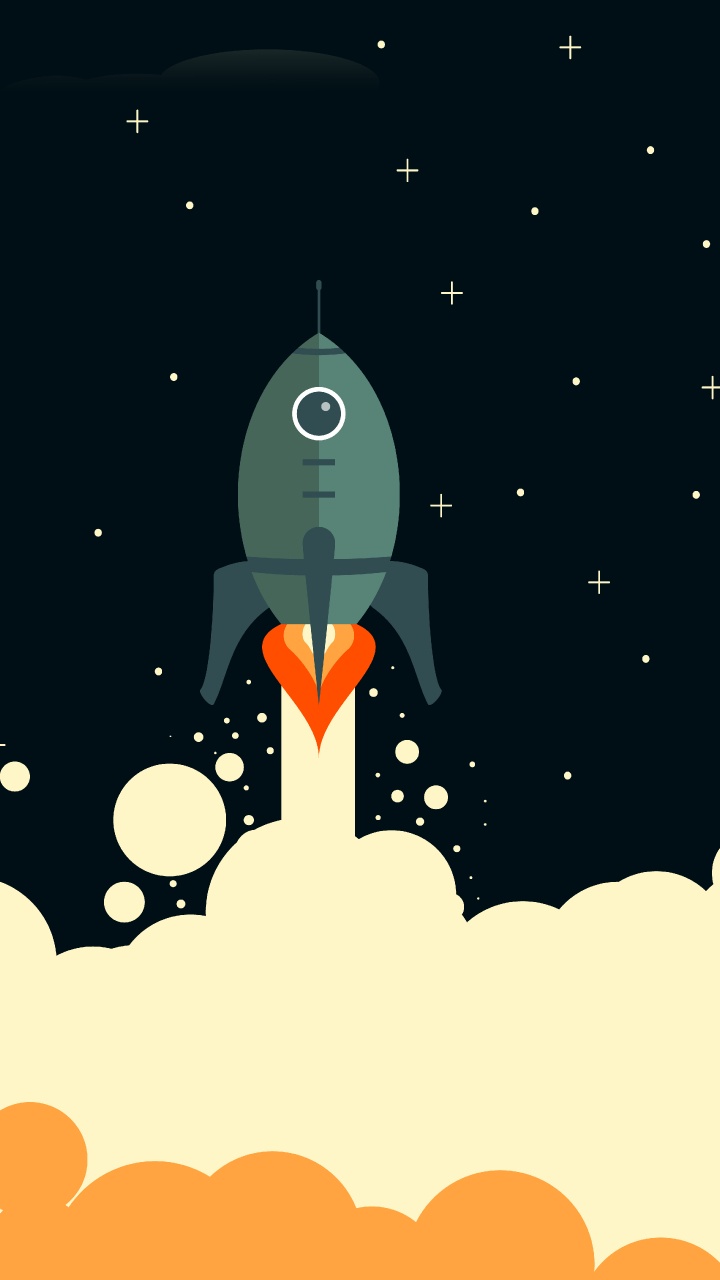 Обои иллюстрация, ракета, космическое пространство, пространство искусства, космический аппарат в разрешении 720x1280