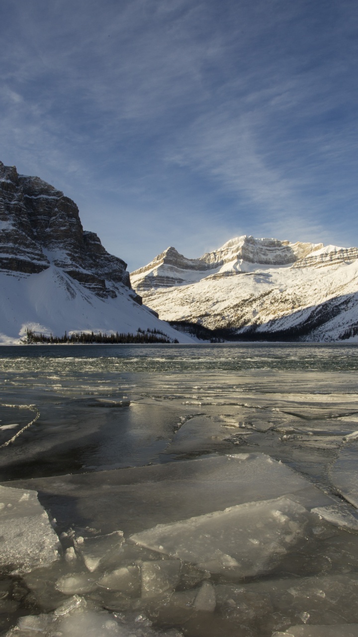 Обои лук озеро, озеро, ледниковое озеро, гора, лед в разрешении 720x1280