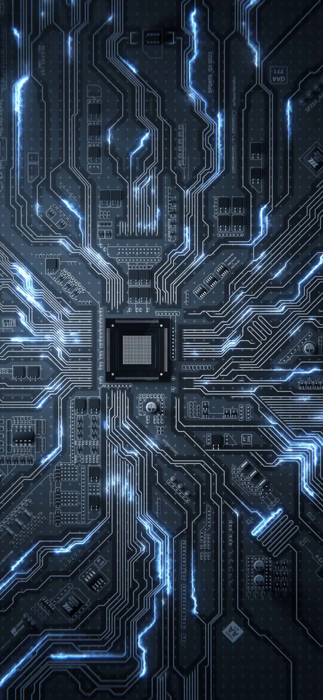 Обои интегральная схема, ЦПУ, микропроцессор, набор микросхем, электроника в разрешении 1125x2436