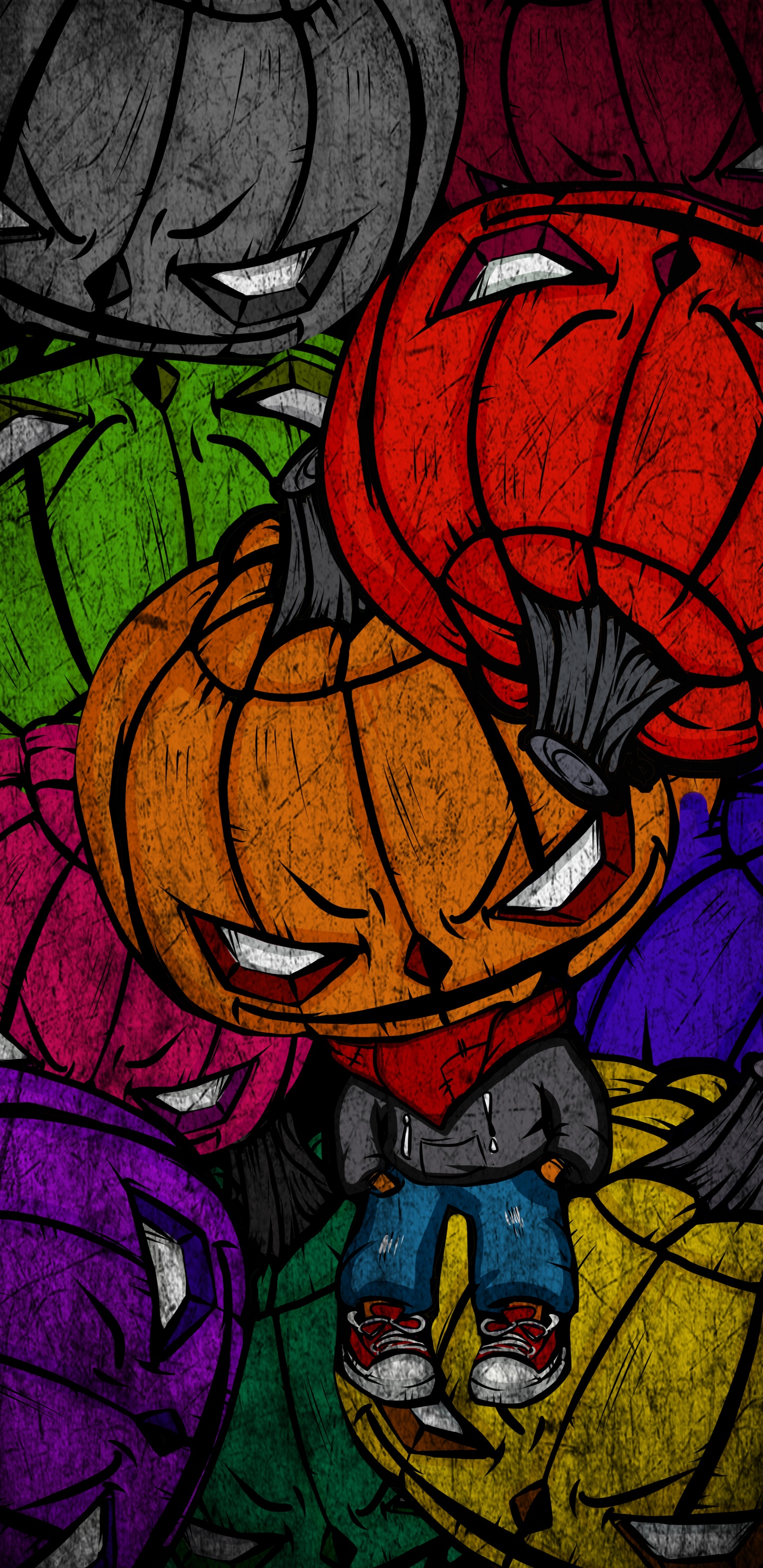 Обои арт, мультфильм, живопись, стекло, искусство в разрешении 1440x2960