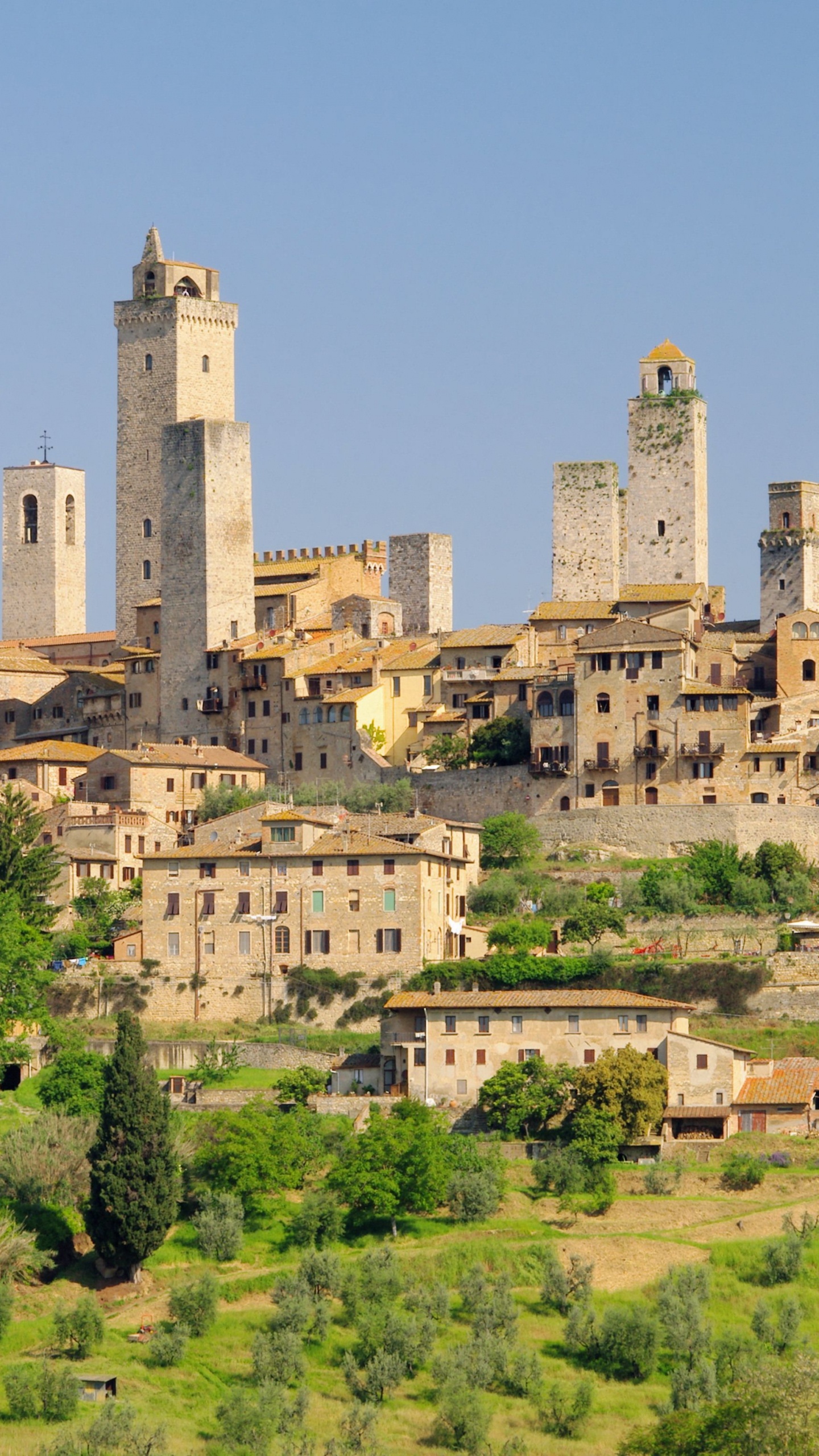 Обои Санджиминьяно, Сиена, Флоренция, Монтериджиони, город в разрешении 1440x2560