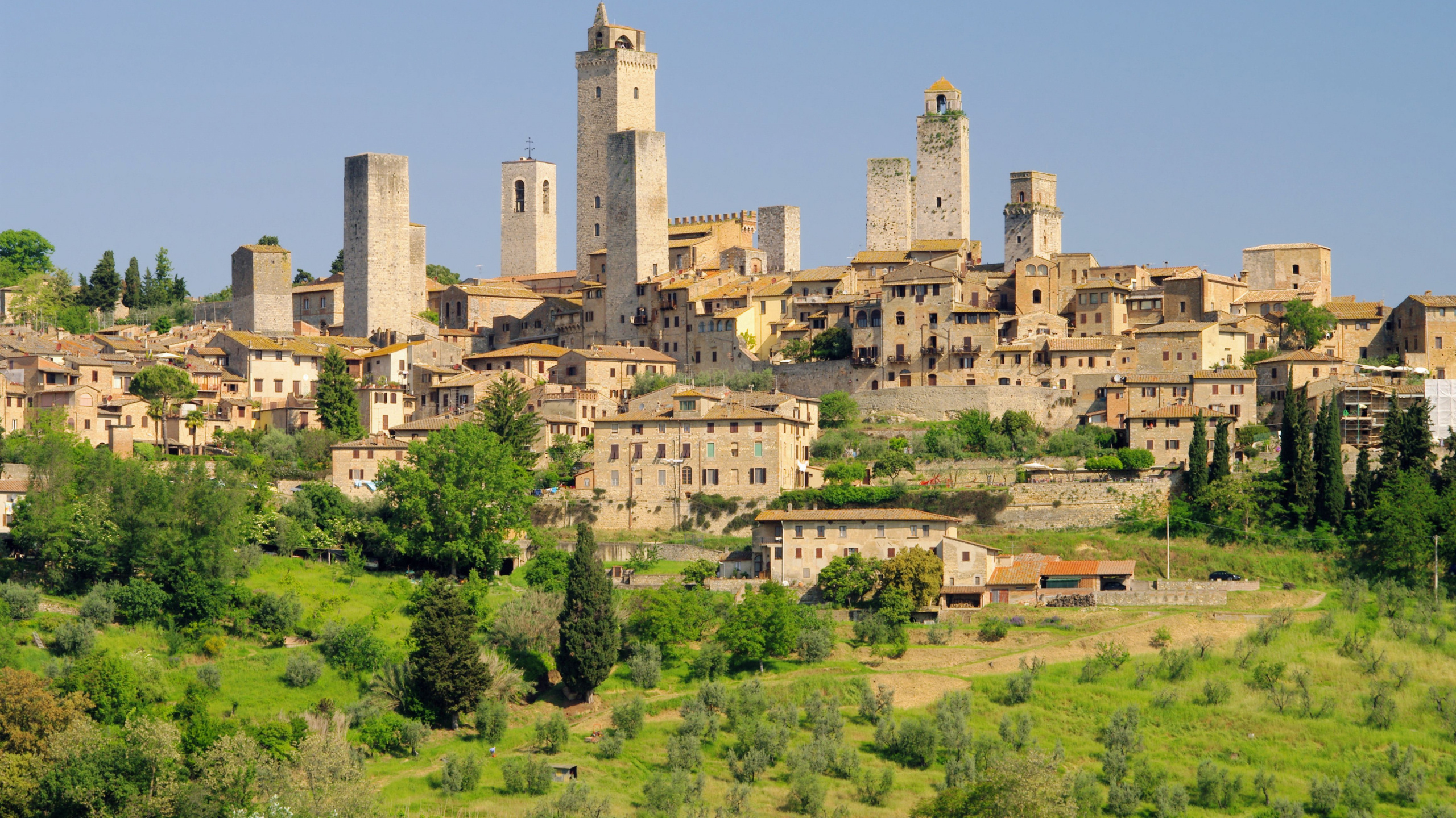 Обои Санджиминьяно, Сиена, Флоренция, Монтериджиони, город в разрешении 2560x1440