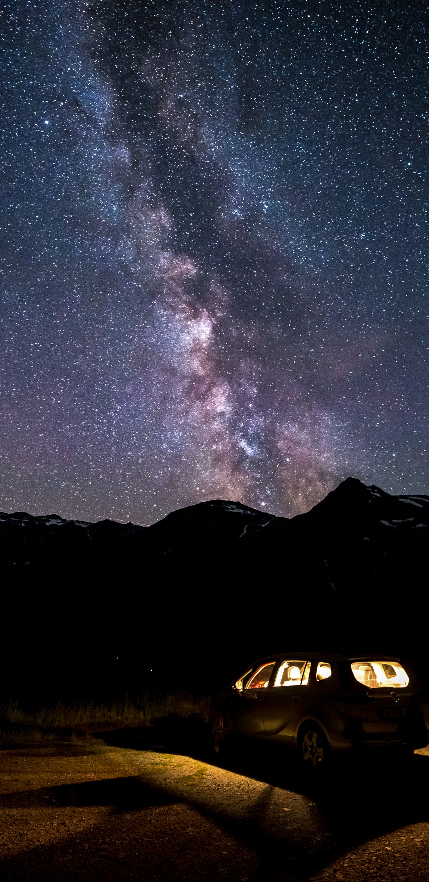 Обои Млечный Путь, звезда, природа, ночь, Галактика в разрешении 1440x2960