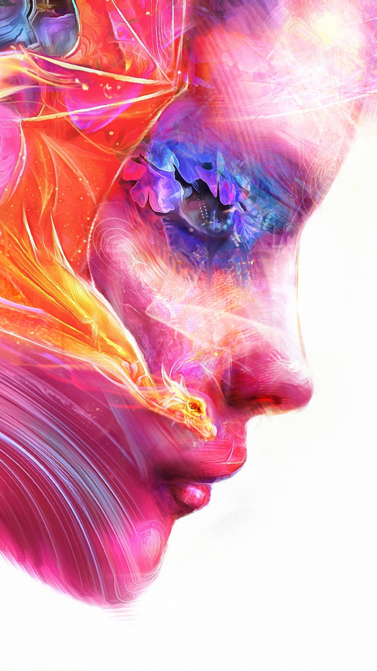 Обои арт, произведение искусства, цифровое искусство, живопись, розовый в разрешении 750x1334