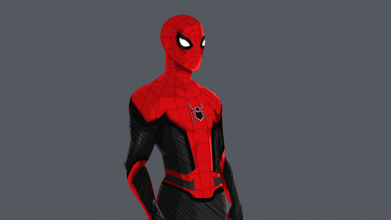 Обои Человек-паук Возвращение домой, арт, концепт арт, человек-паук, супергерой в разрешении 1366x768