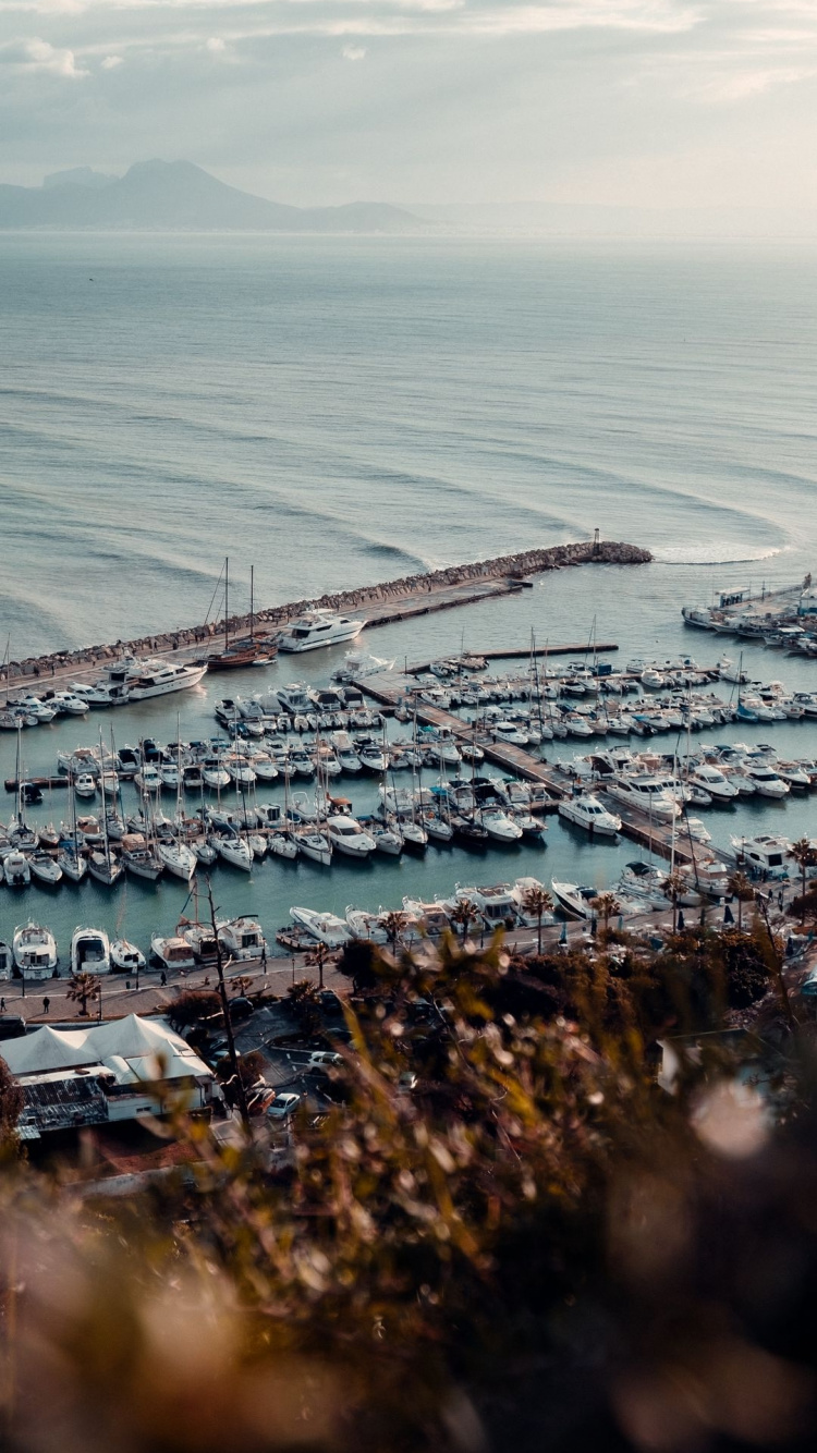 Обои море, Тунис, вода, лодка, облако в разрешении 750x1334