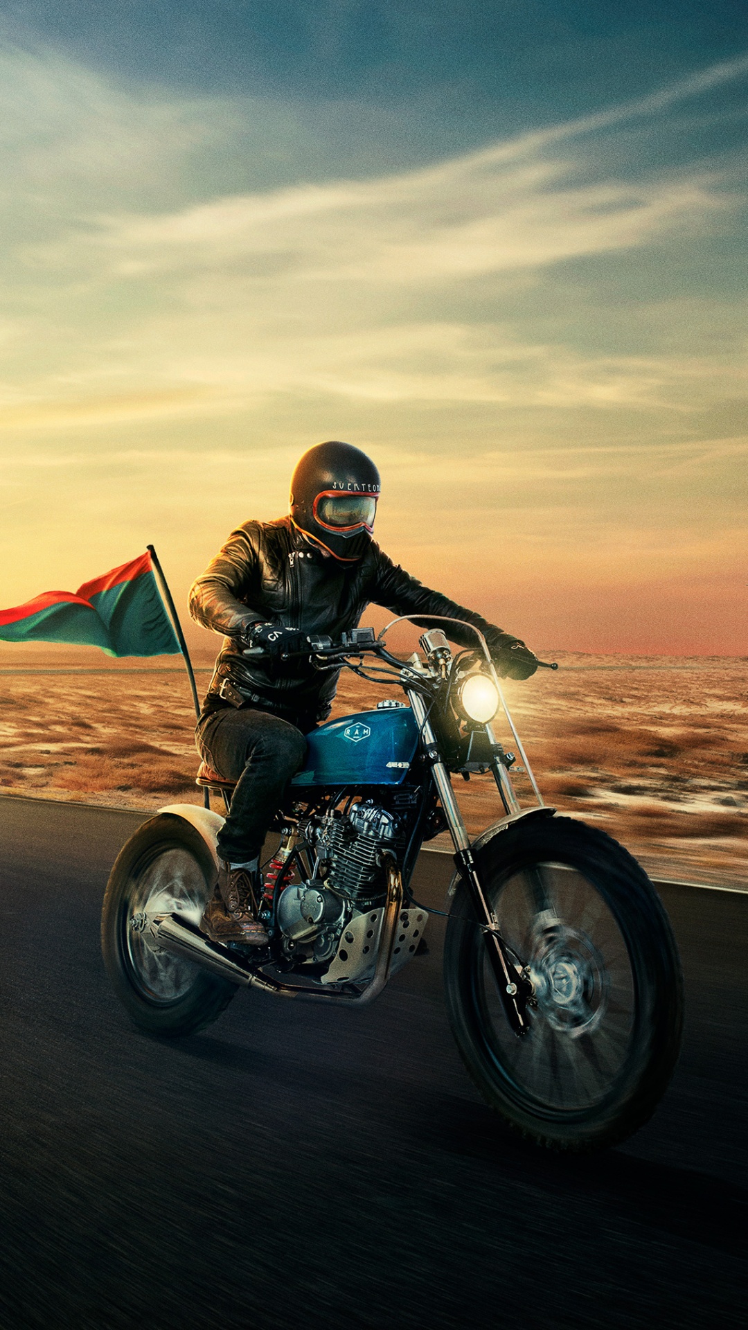 Обои мотоцикл, кастомный мотоцикл, облако, дорога, мотоспорт в разрешении 1080x1920