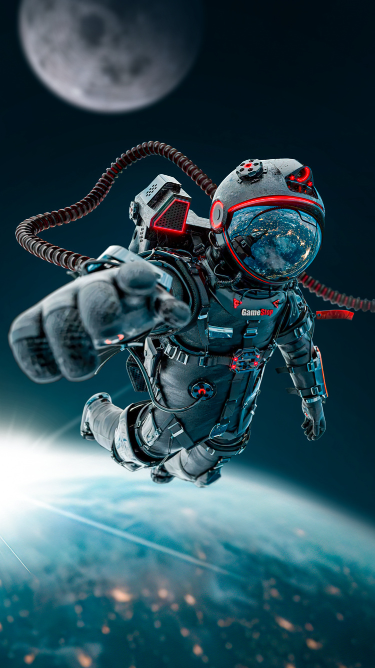 Обои астронавт, арт, космос, иллюстрация, электрик в разрешении 750x1334