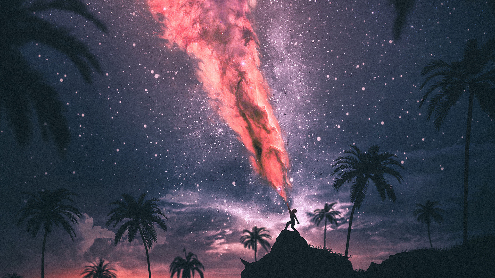 Обои ночь, атмосфера, космос, Млечный Путь, природа в разрешении 1920x1080