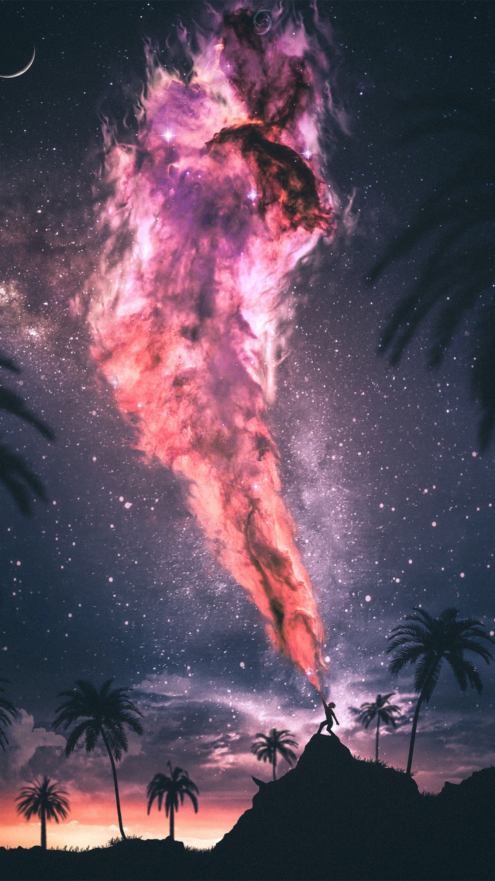 Обои ночь, атмосфера, космос, Млечный Путь, природа в разрешении 720x1280