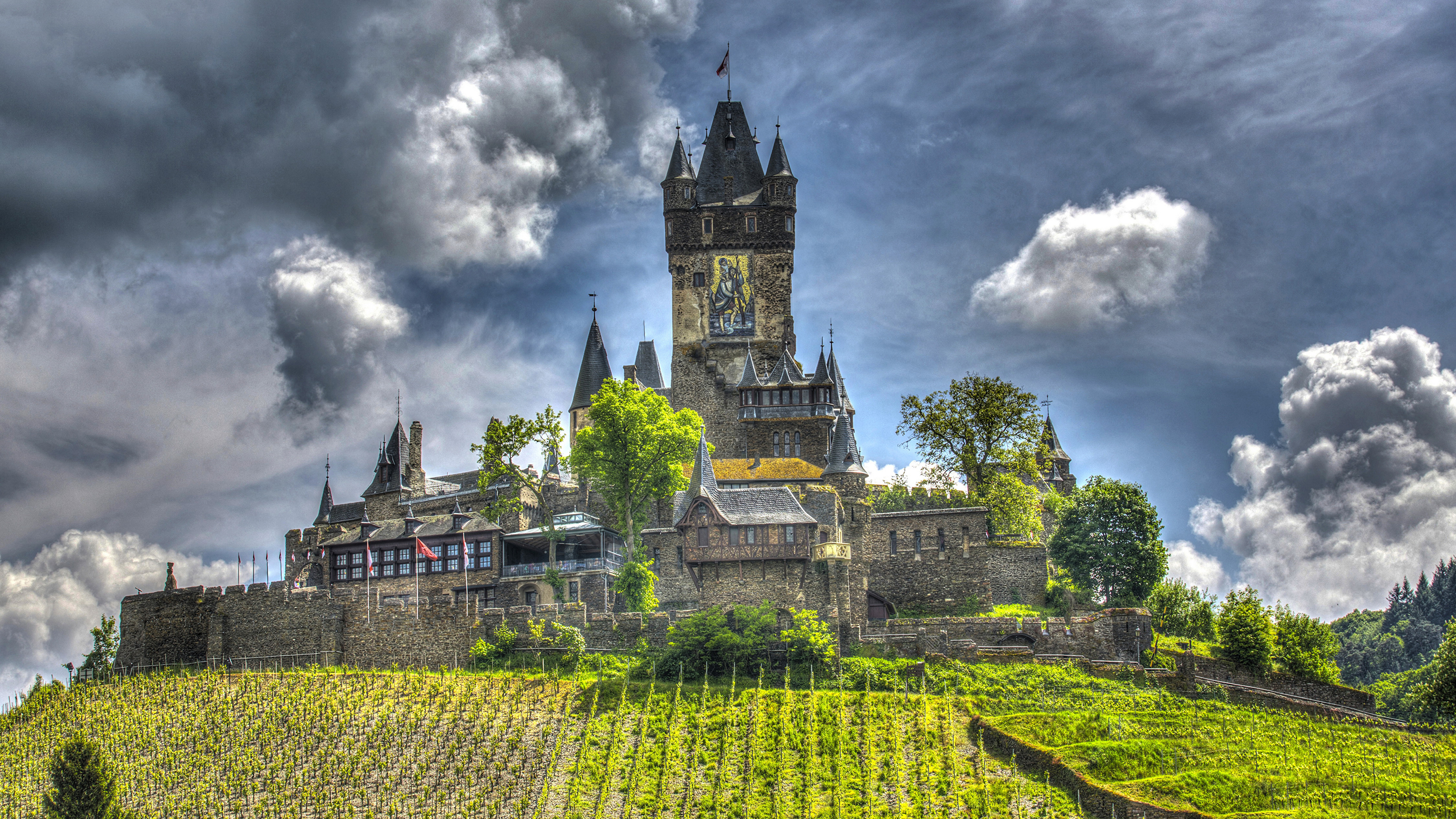 Обои замок, Бремм, облако, природа, ориентир в разрешении 3840x2160
