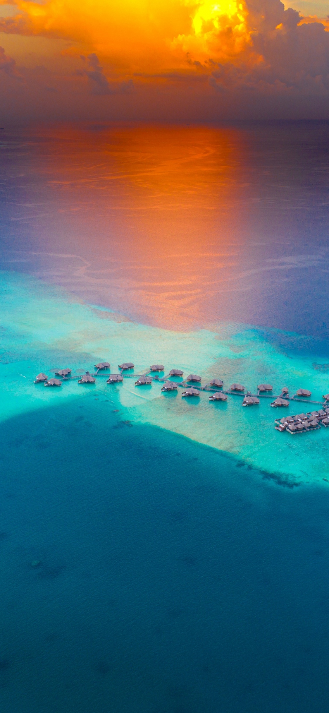 Обои борабора, Япония, вода, пляж, закат в разрешении 1125x2436