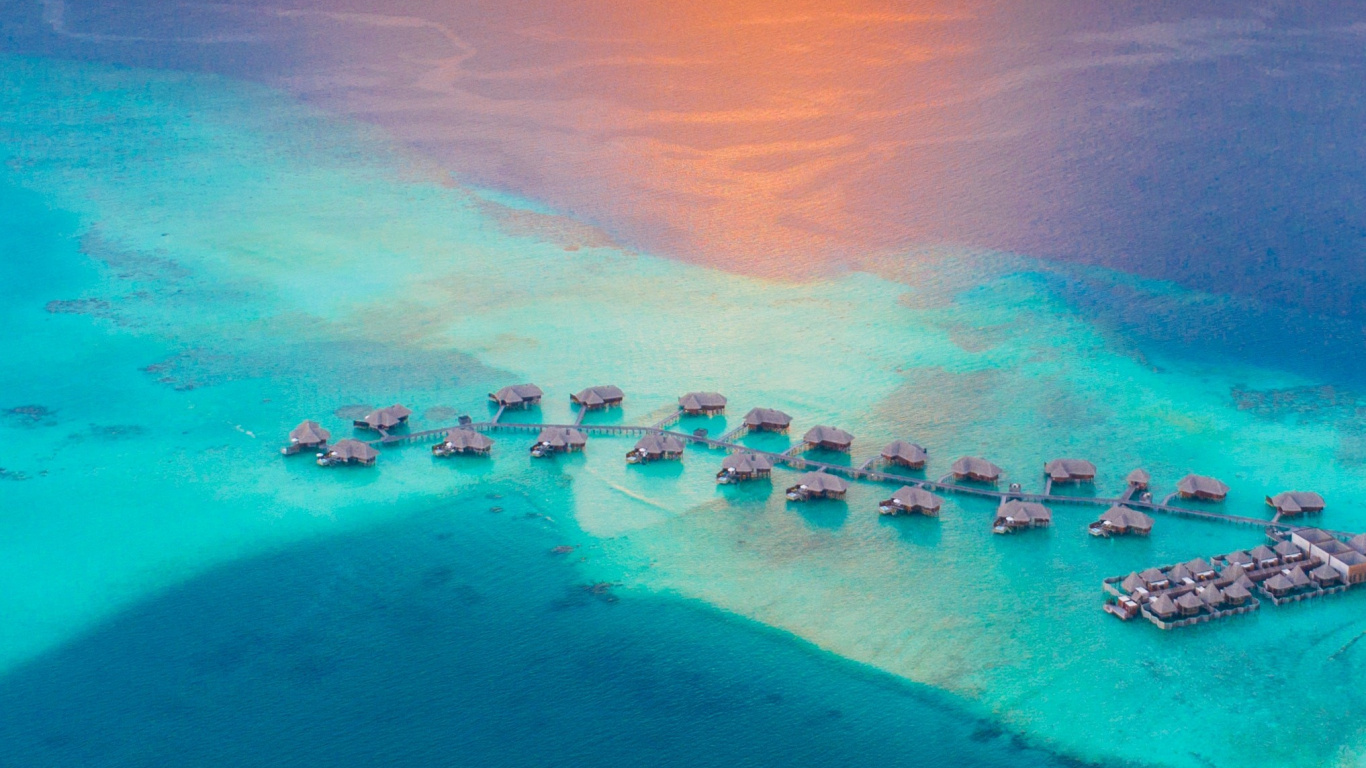 Обои борабора, Япония, вода, пляж, закат в разрешении 1366x768