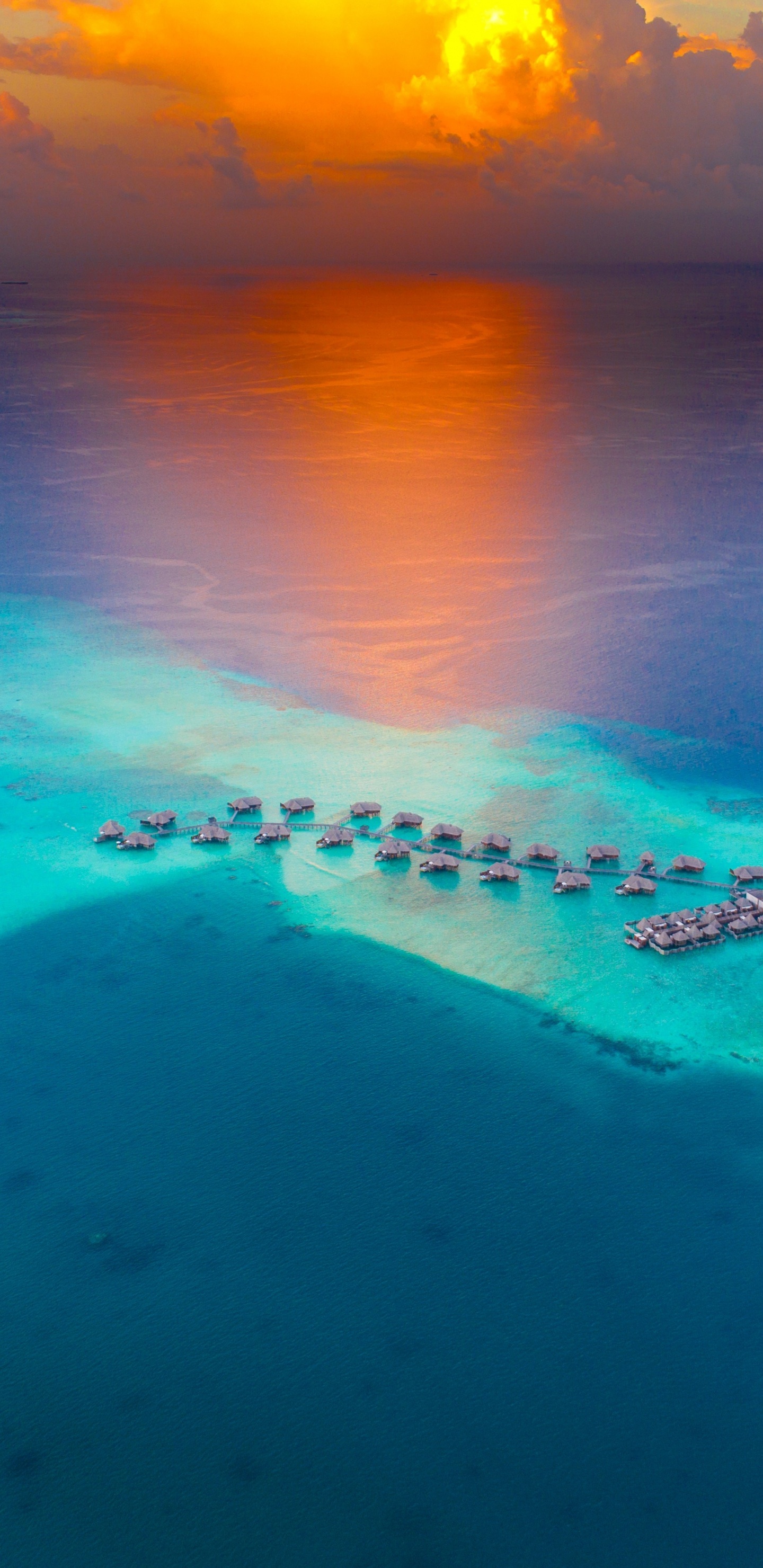 Обои борабора, Япония, вода, пляж, закат в разрешении 1440x2960