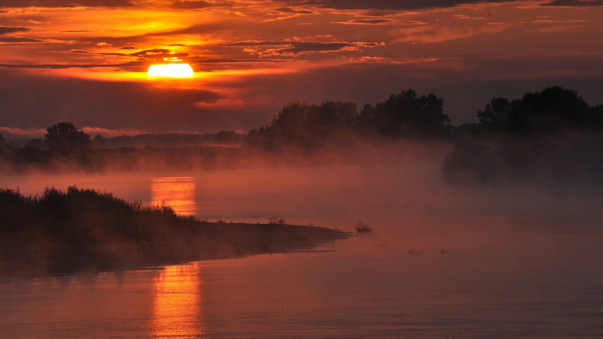 Обои природа, восход солнца, утро, закат, Коломенское в разрешении 1920x1080