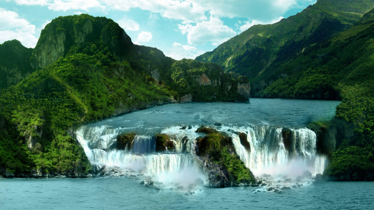 Обои Водопады Игуасу, Nohsngithiang Падает, водопад, Река Игуасу, гидроресурсы в разрешении 1280x720