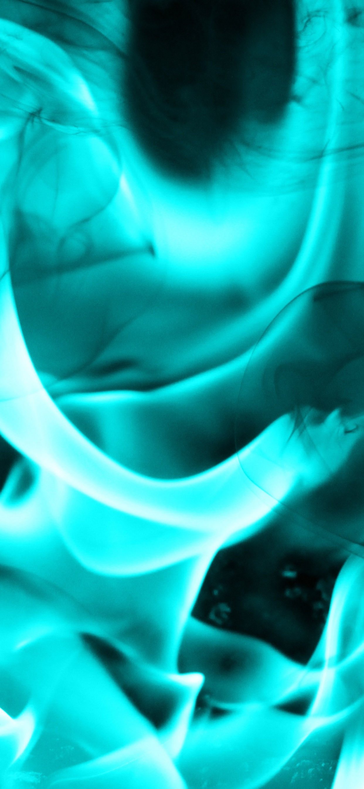 Обои холодное пламя, пламя, огонь, синий, зеленый в разрешении 1242x2688