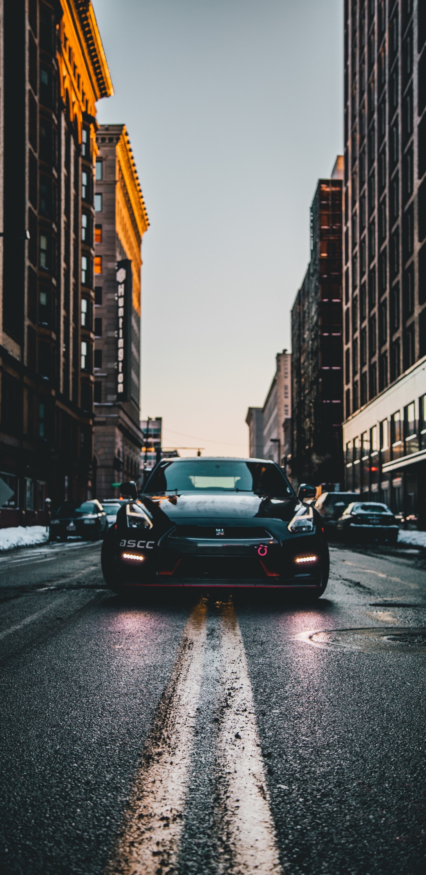 Обои авто, спорткар, nissan skyline, суперкар, городской район в разрешении 1440x2960