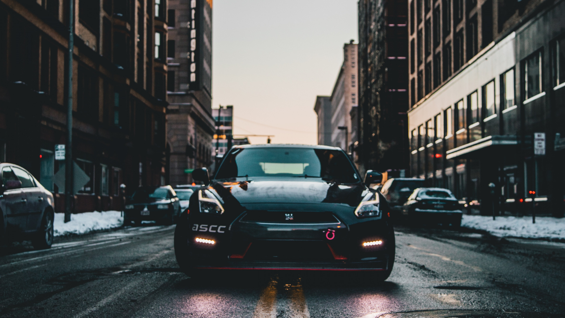 Обои авто, спорткар, nissan skyline, суперкар, городской район в разрешении 1920x1080