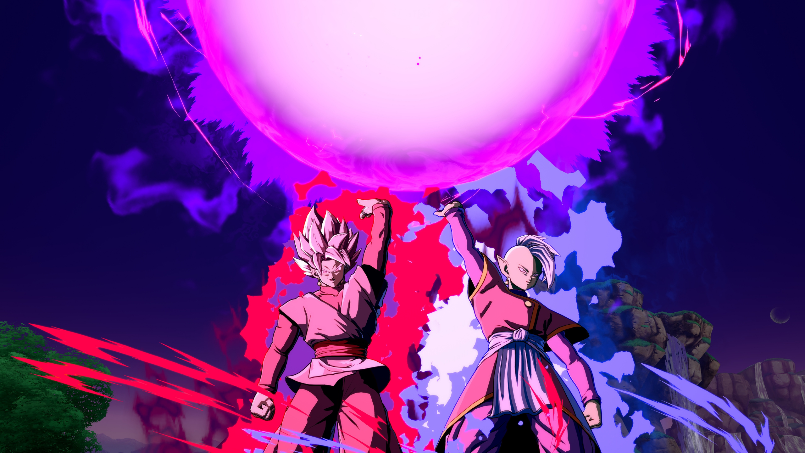 Обои гоку, Мяч FighterZ Дракона, Zamasu, Super Saiyan, аниме в разрешении 2560x1440