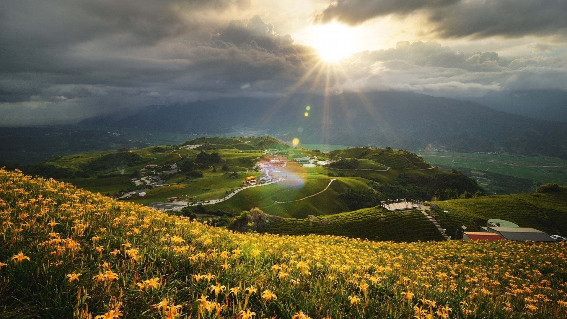 Обои природа, холм, нагорье, облако, пейзажи гор в разрешении 1920x1080