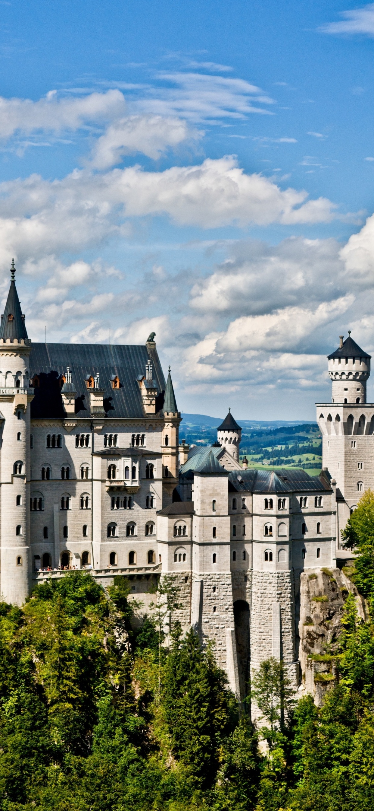 Обои замок Нойшванштайн, замок гогенцоллерн, замок, природа, облако в разрешении 1242x2688