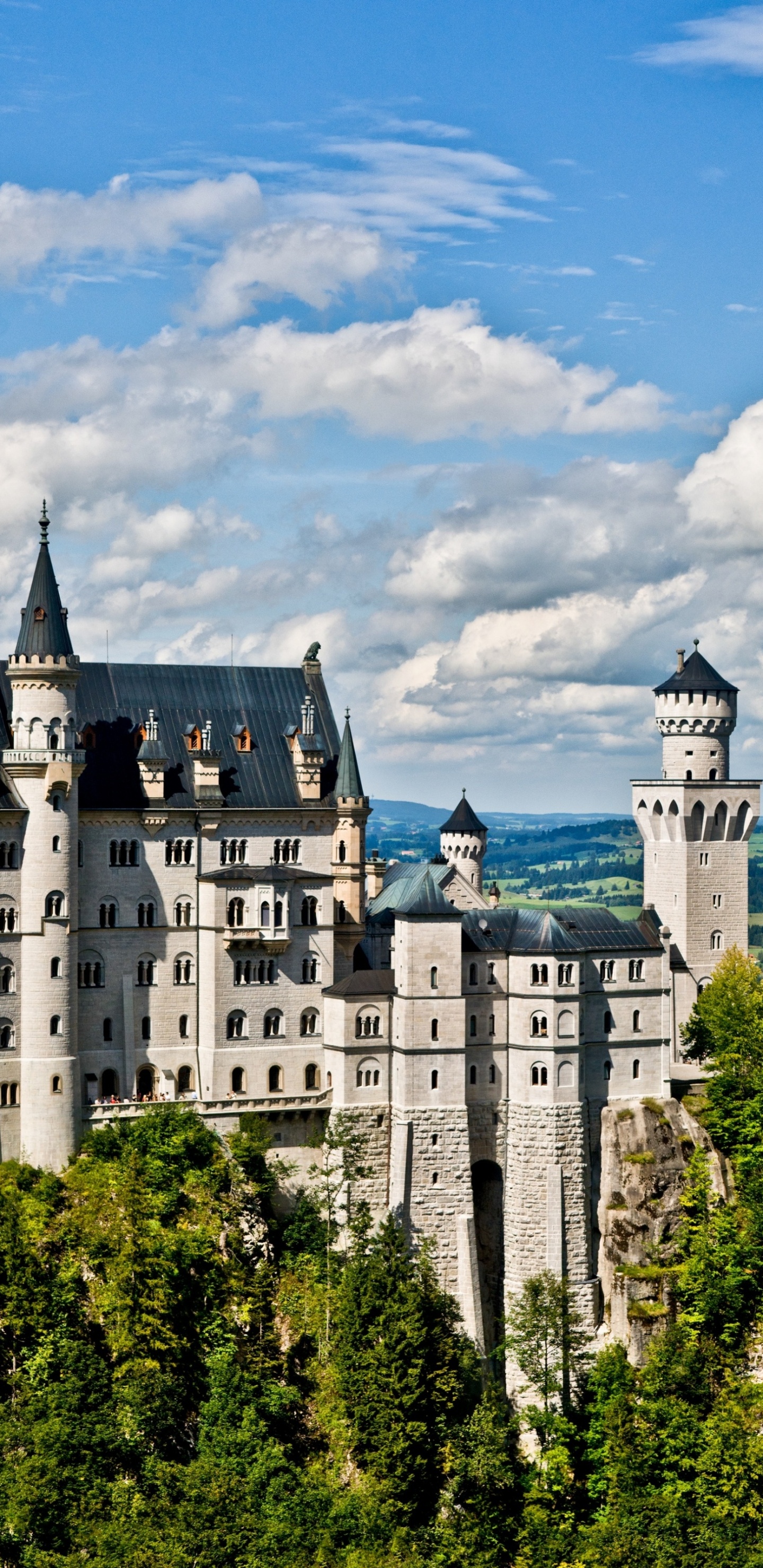 Обои замок Нойшванштайн, замок гогенцоллерн, замок, природа, облако в разрешении 1440x2960