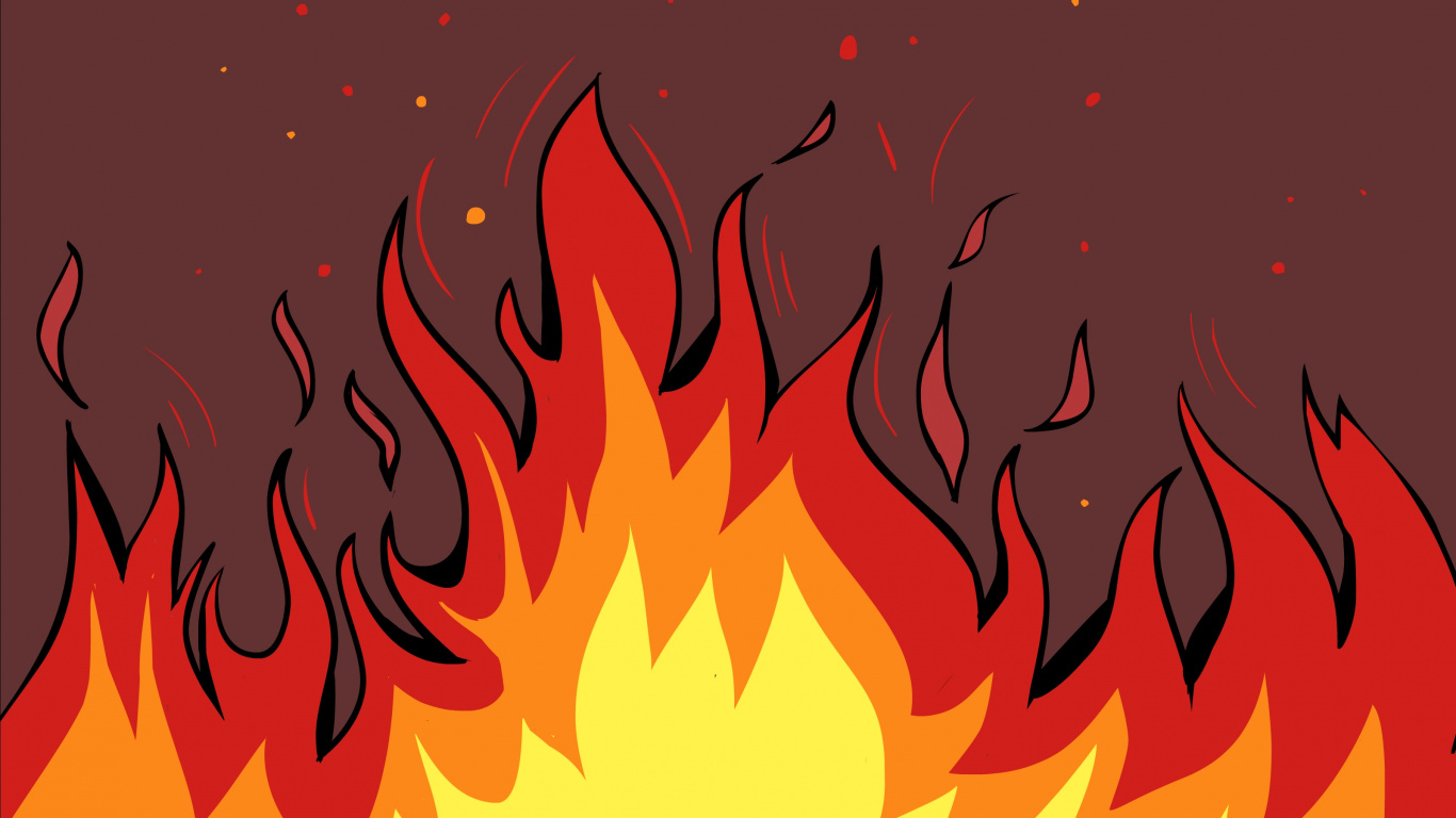 Обои рисование, мультфильм, иллюстрация, пламя, огонь в разрешении 1366x768