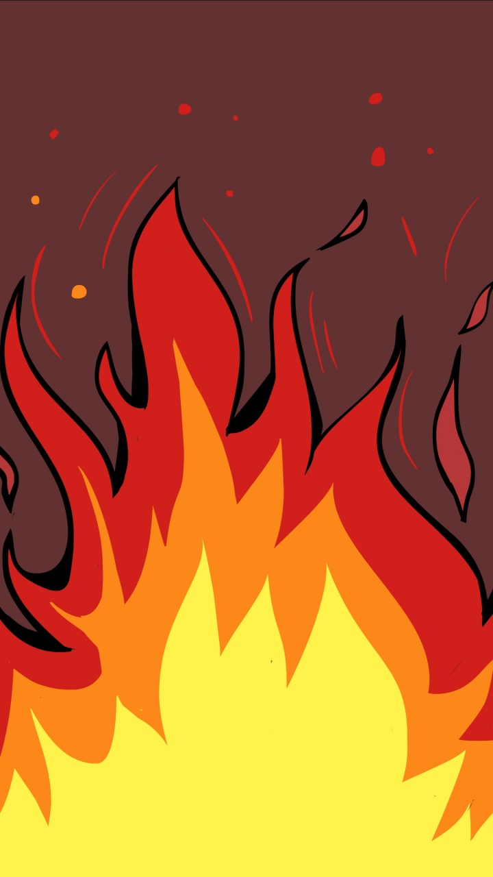 Обои рисование, мультфильм, иллюстрация, пламя, огонь в разрешении 720x1280