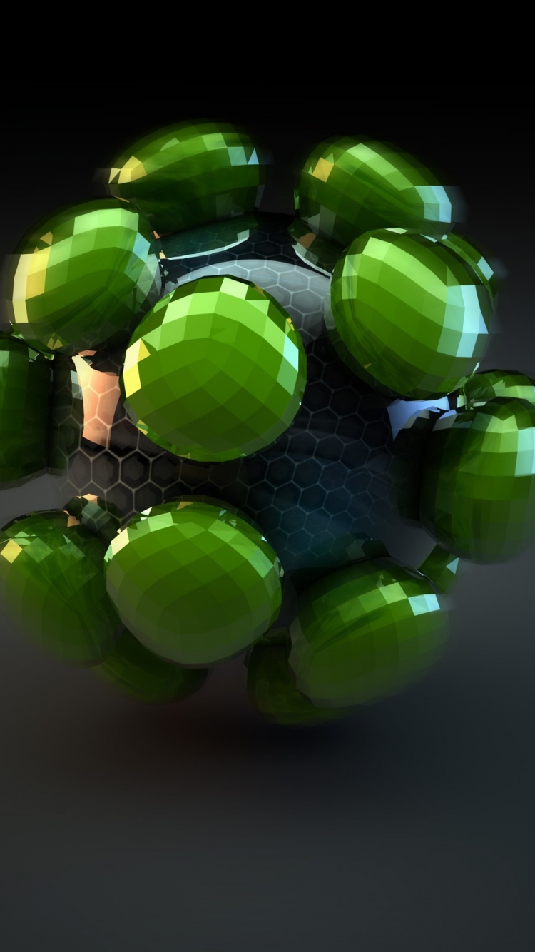 Обои зеленый, сфера, изготовление ювелирных изделий, 3d компьютерная графика, 3D компьютерной графики в разрешении 750x1334